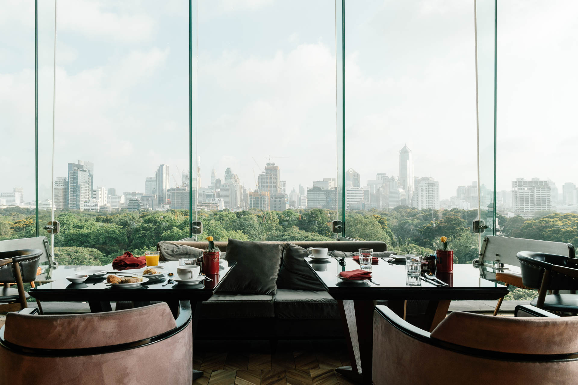 So Sofitel Bangkok rooftop pool at golden hour